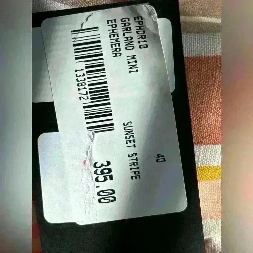 NWT EPHEMERA Women's Garland Striped High Neck Mini Dress Size Medium 100% Linen - Picture 9 of 9